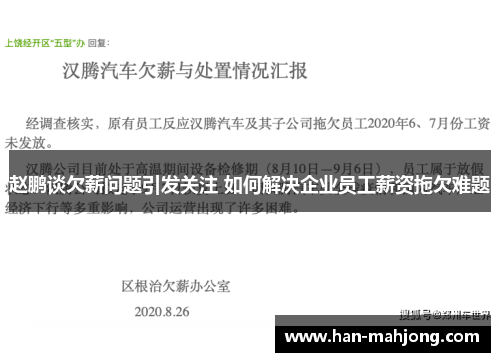 赵鹏谈欠薪问题引发关注 如何解决企业员工薪资拖欠难题