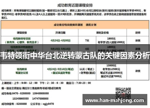 韦特领衔中华台北逆转蒙古队的关键因素分析 韦特领衔中华台北逆转蒙古队的关键因素分析